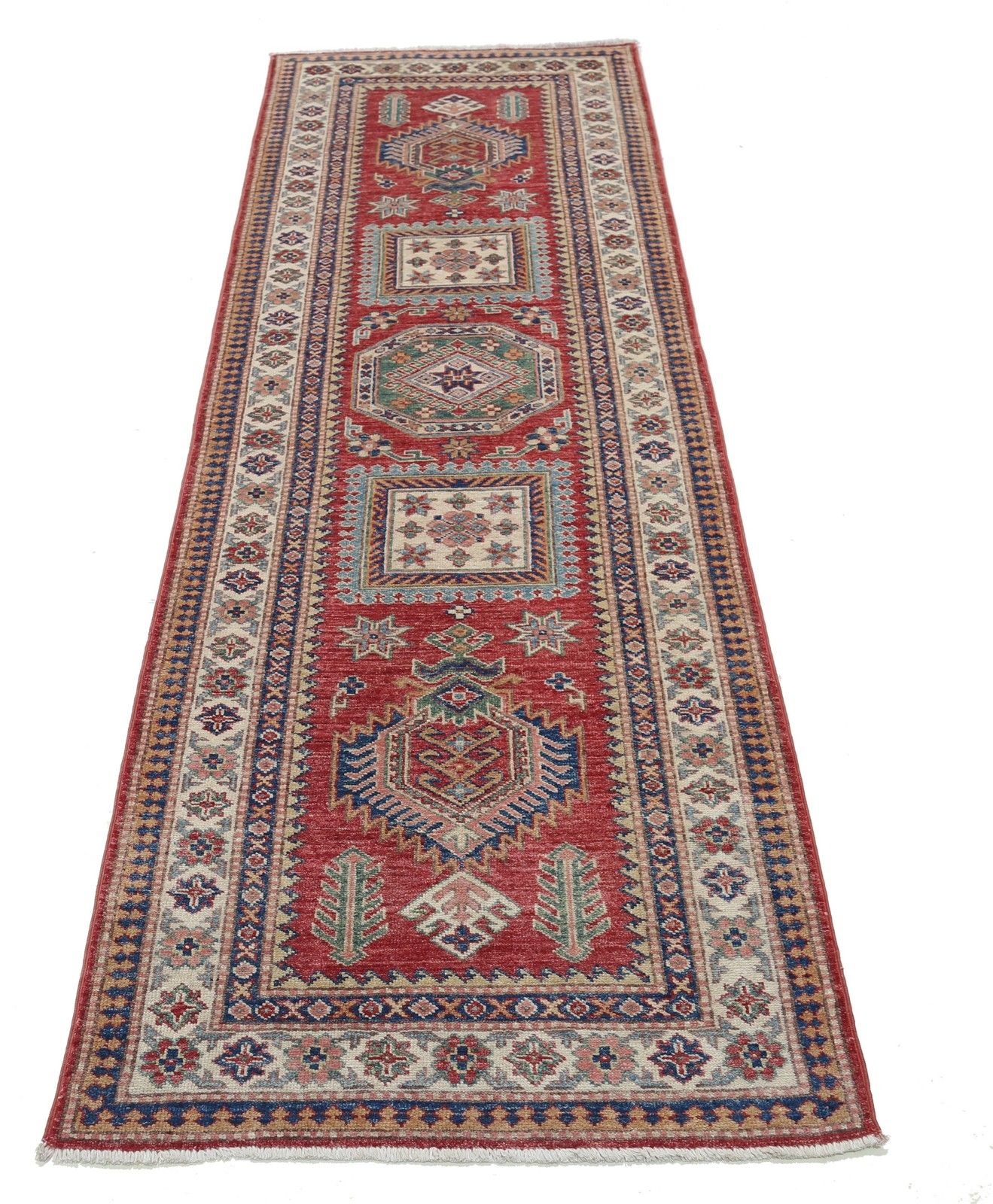 2.6x8.2 Ft Hand Knotted Hallway Runner Rug. Red Corridor Rug. Tribal Kitchen Rug photo Textiles