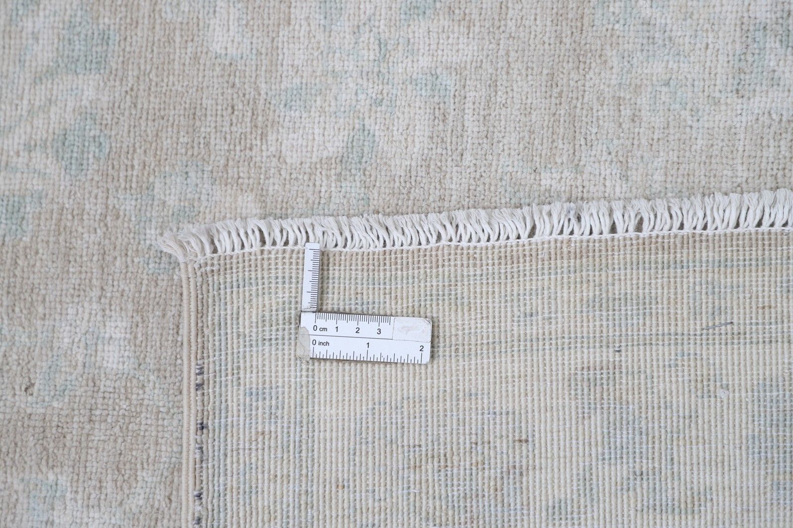Handgeknoopt beige Turks Oushak wollen vloerkleed 94 x 148 cm met allover bloemmotief photo 752.0
