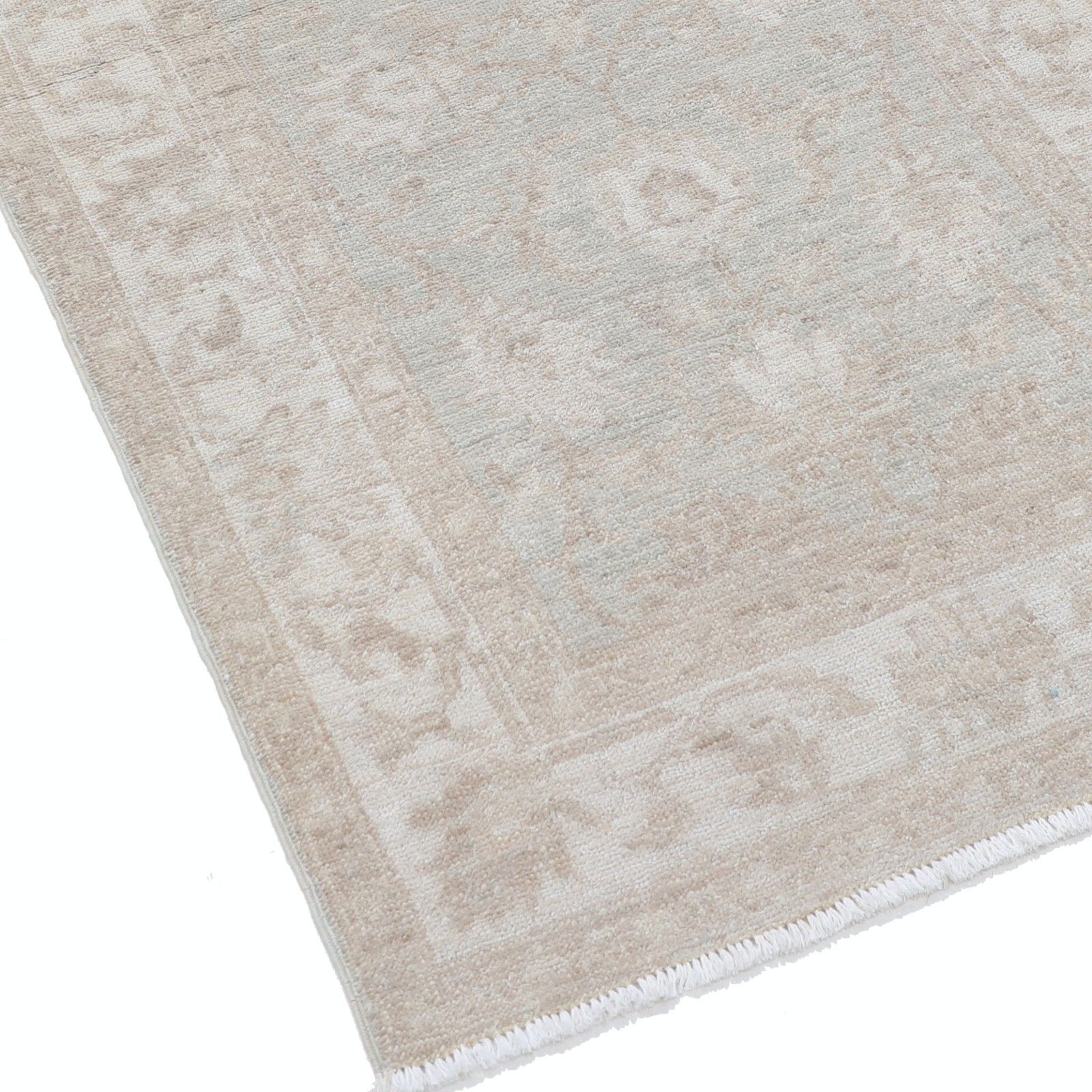 2,5 x 6,3 ft handgeknoopt loperkleed voor gang. Beige keukenkleed. Gangkleed photo vinterior