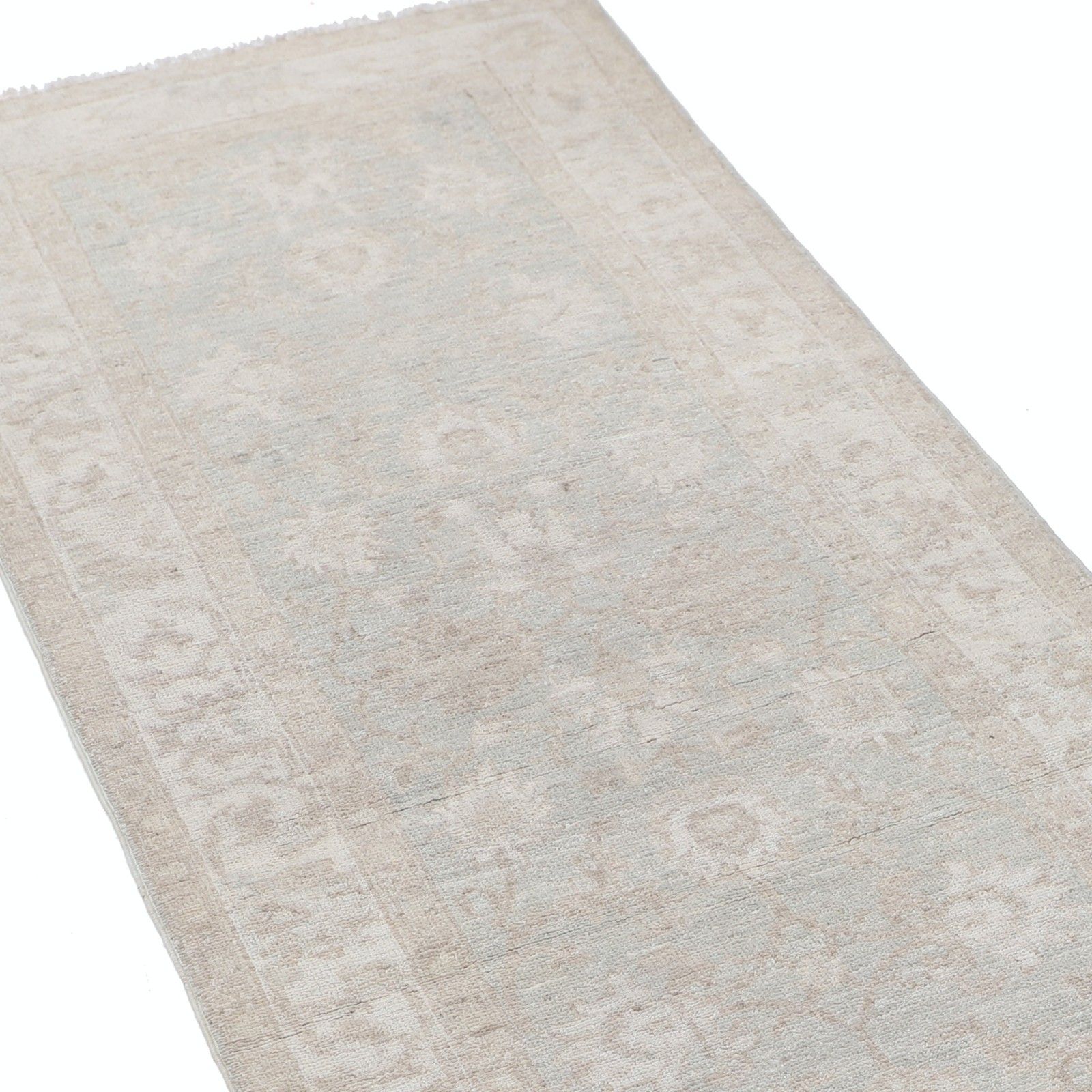 2,5 x 6,3 ft handgeknoopt loperkleed voor gang. Beige keukenkleed. Gangkleed photo buy