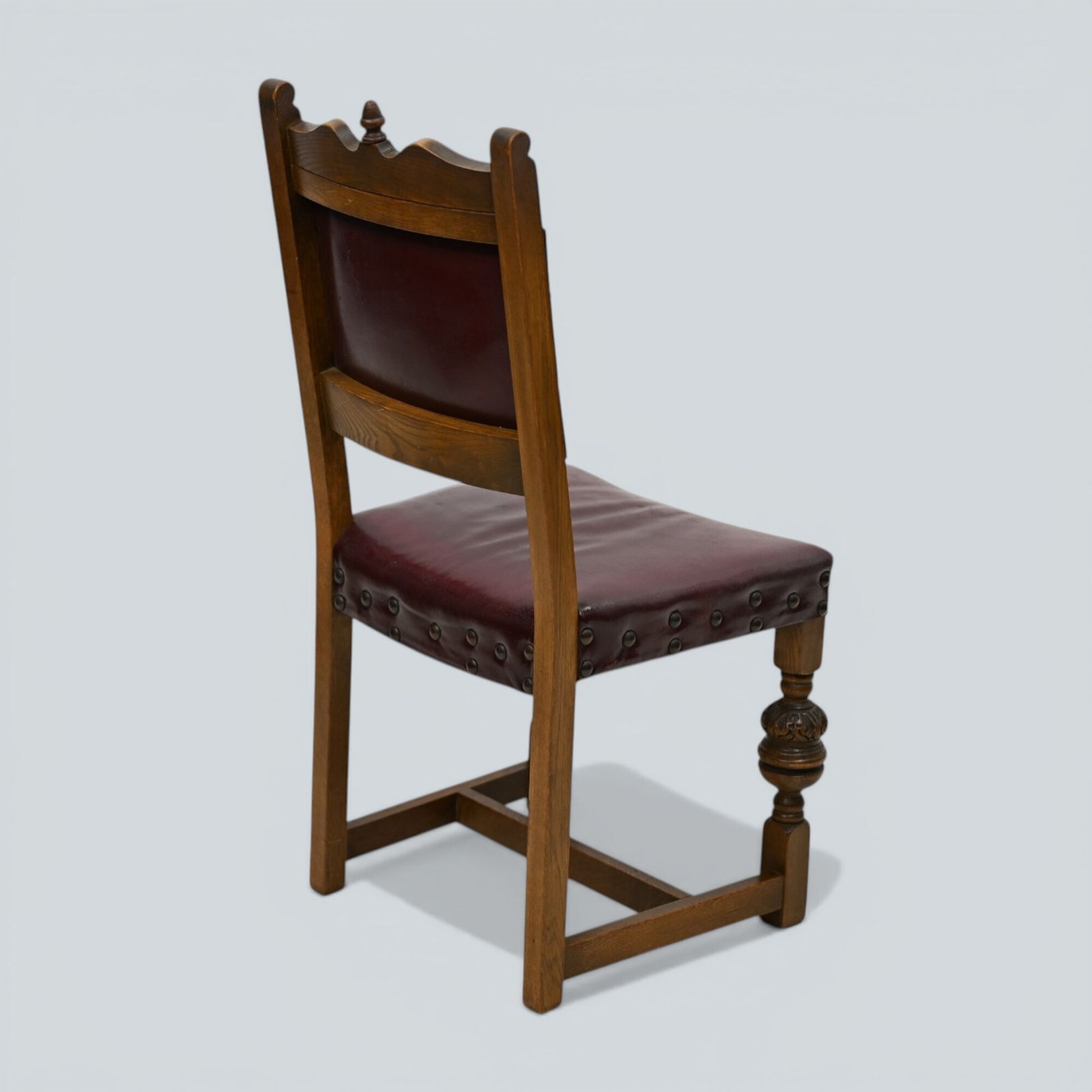 photo furniture 6 Old Charm Dining Chairs Studded Leather Seats/Backs Light Oak Free Uk Delivery