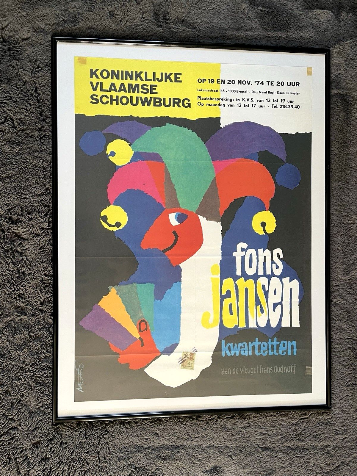 Rare Vintage 70's Frans Mettes Belgian Theatre Cabaret Exhibition Pop Art Poster photo 225.0