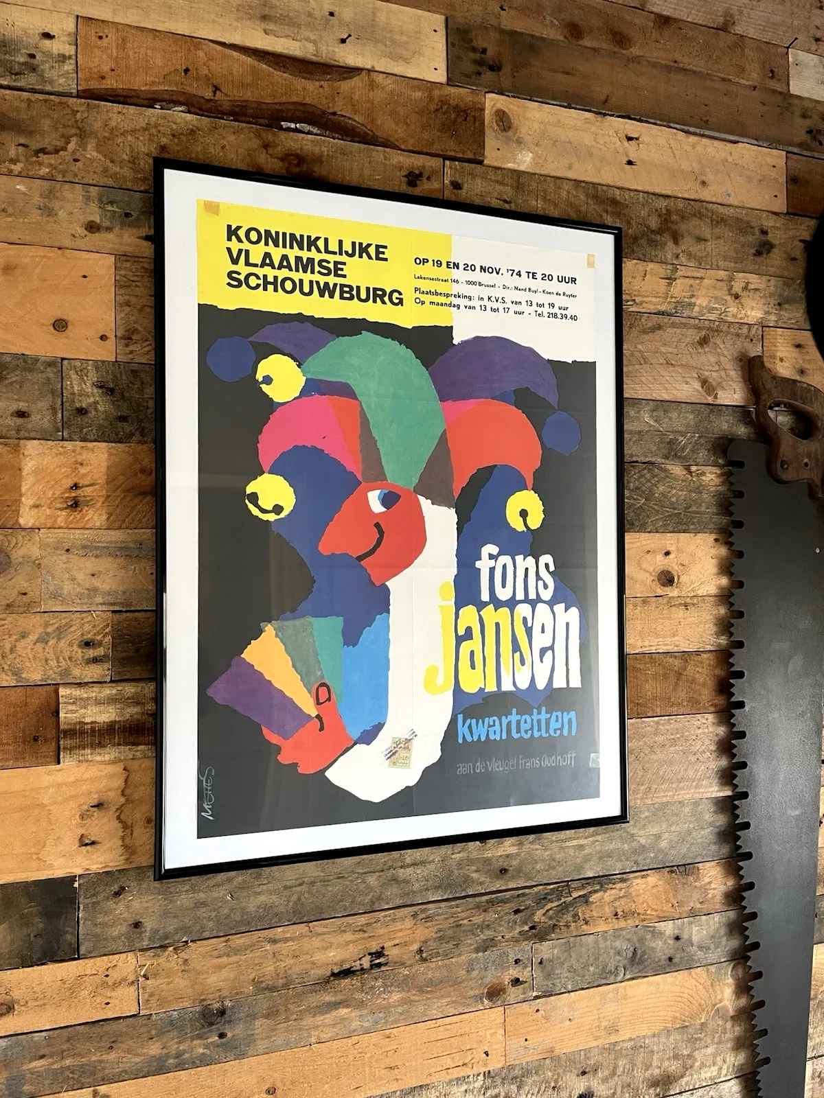 Rare Vintage 70's Frans Mettes Belgian Theatre Cabaret Exhibition Pop Art Poster photo vintage
