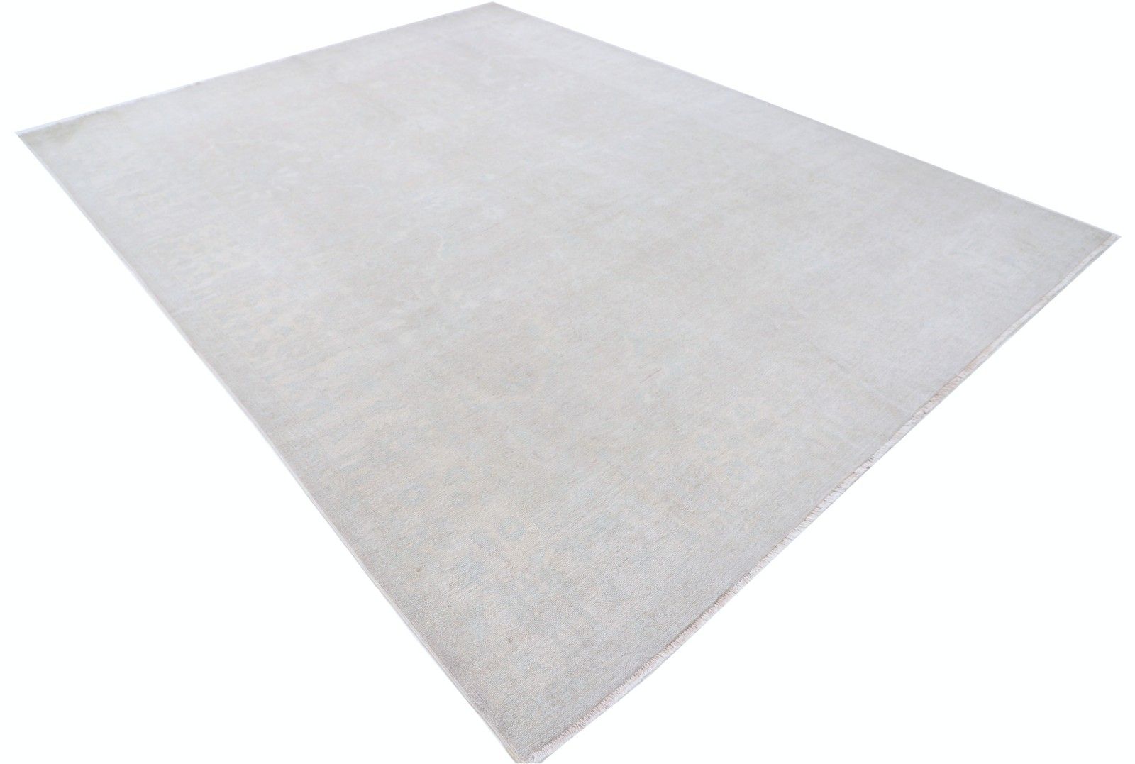 Handgeknoopt groot vloerkleed 238 x 311 cm voor de woonkamer. Beige, 100% wol photo furniture