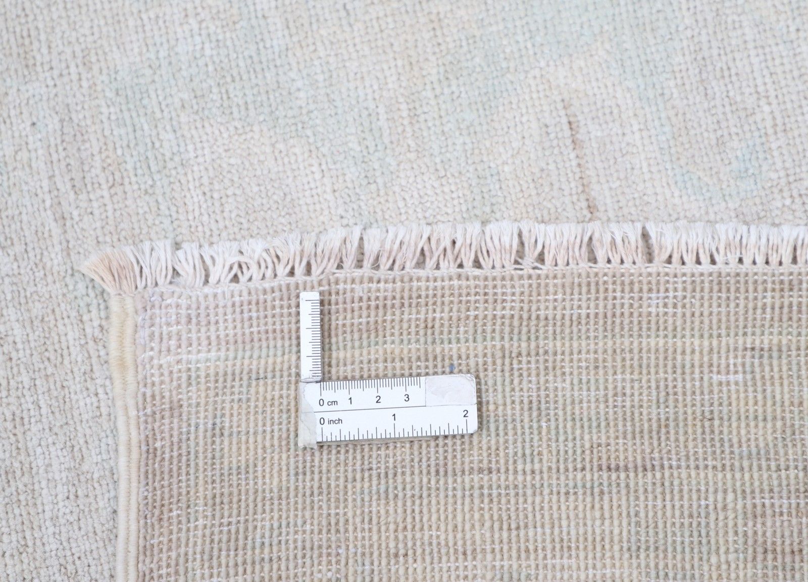 Grand tapis noué à la main 2,37 x 3,08 m pour salon, beige en laine 100 % photo buy