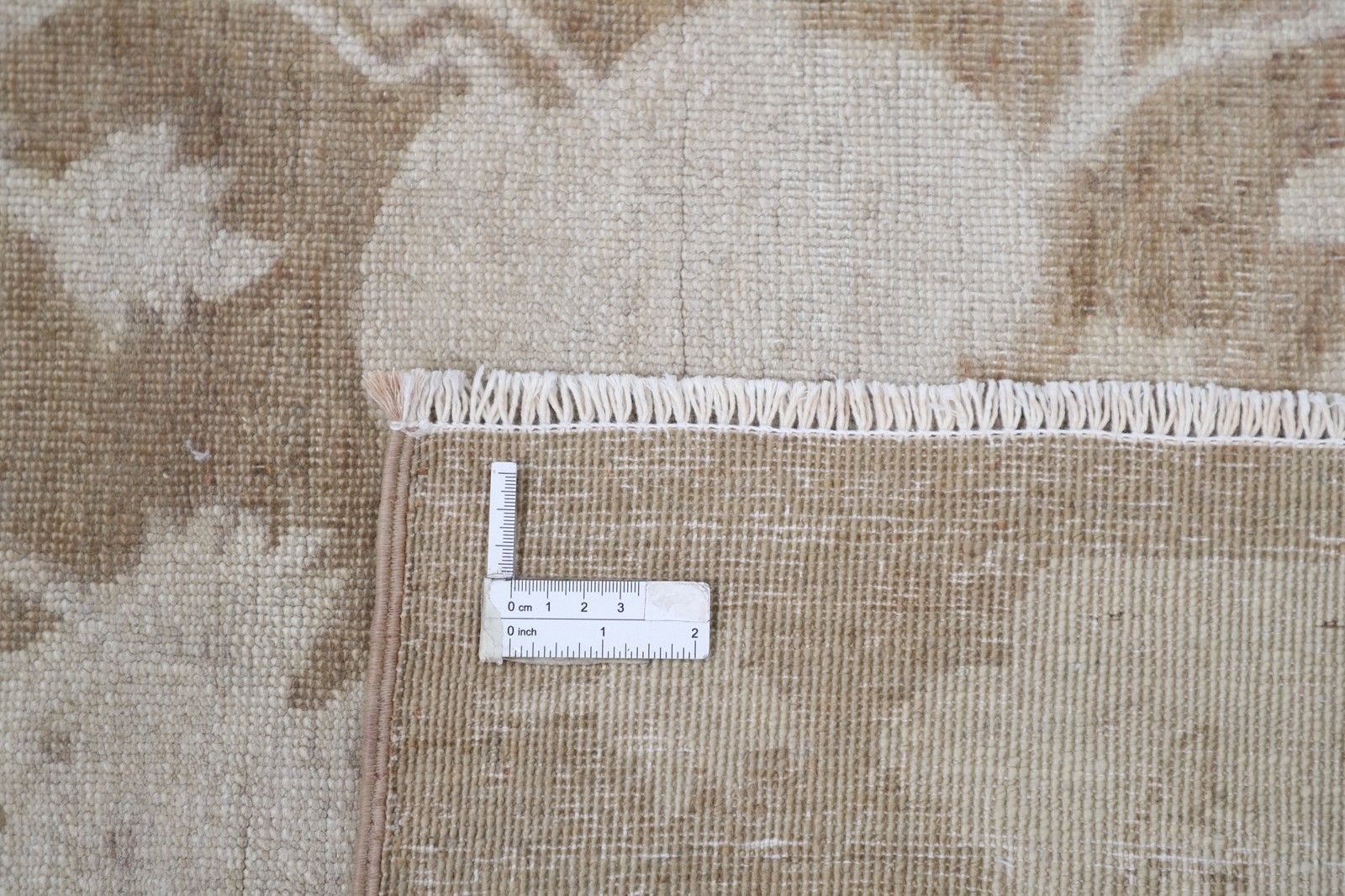 Tapis floral noué à la main, motif de vigne botanique, beige et marron, 2,07 x 2,04 m photo buy