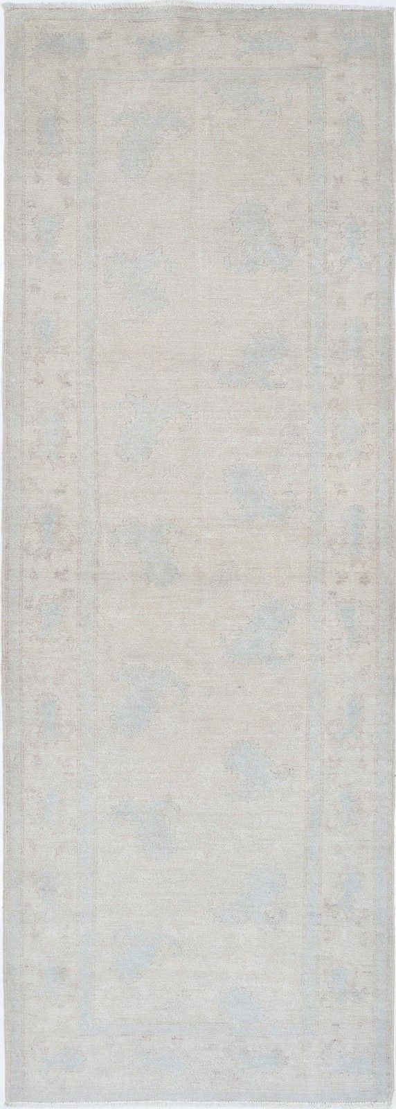 3x9 Ft Handknotted Wool Runner Rug. Beige Corridor Runner. Kitchen Runner Rug