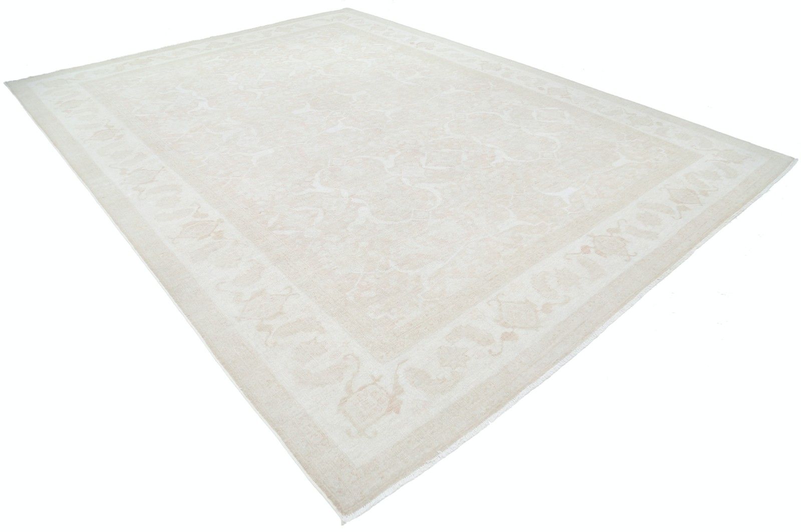 10x13.4 Ft Handknotted Beige, Blush Wool Area Rug. Turkish Geometric Carpet photo furniture