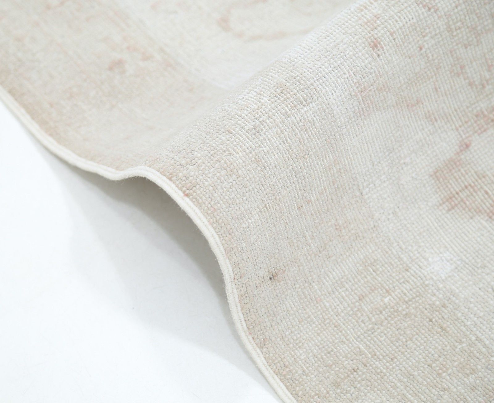 Tapis en laine noué à la main, beige et rose poudré, 10 x 13,4 pi - motif géométrique turc photo Textiles