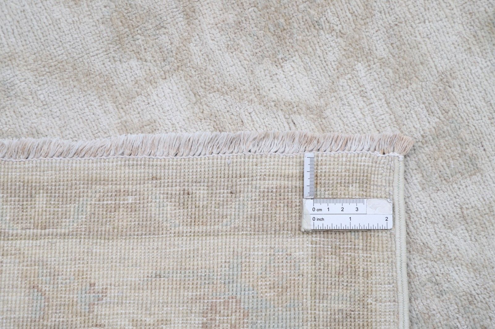 6x8.8 Ft Hand Knotted Oushak Area Rug, Beige Carpet With Soft Medallion Pattern photo vinterior