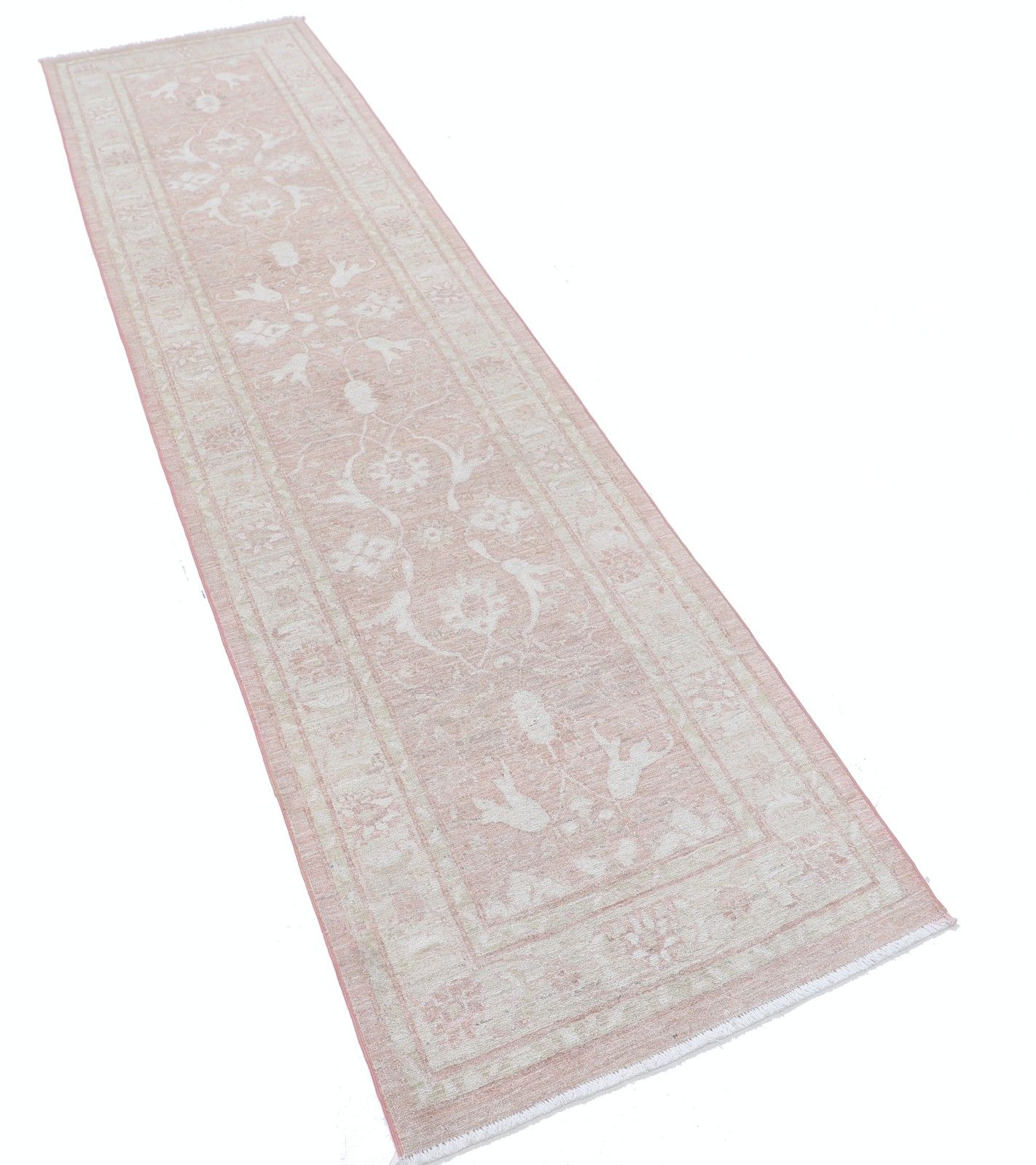 Tapis de couloir noué à la main 72 x 293 cm, rose poudré et beige. Tapis de cuisine photo furniture