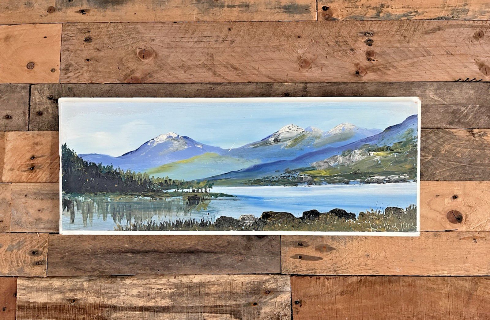 Vintage Original Oil On Panel Painting North Wales Mountains Landscape Snowdonia