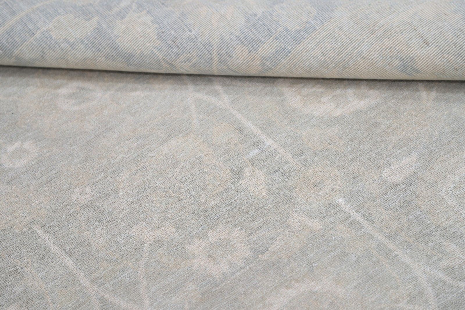 6,2 x 9 ft handgeknoopt beige Turks Oushak vloerkleed met bloemmotief photo Textiel