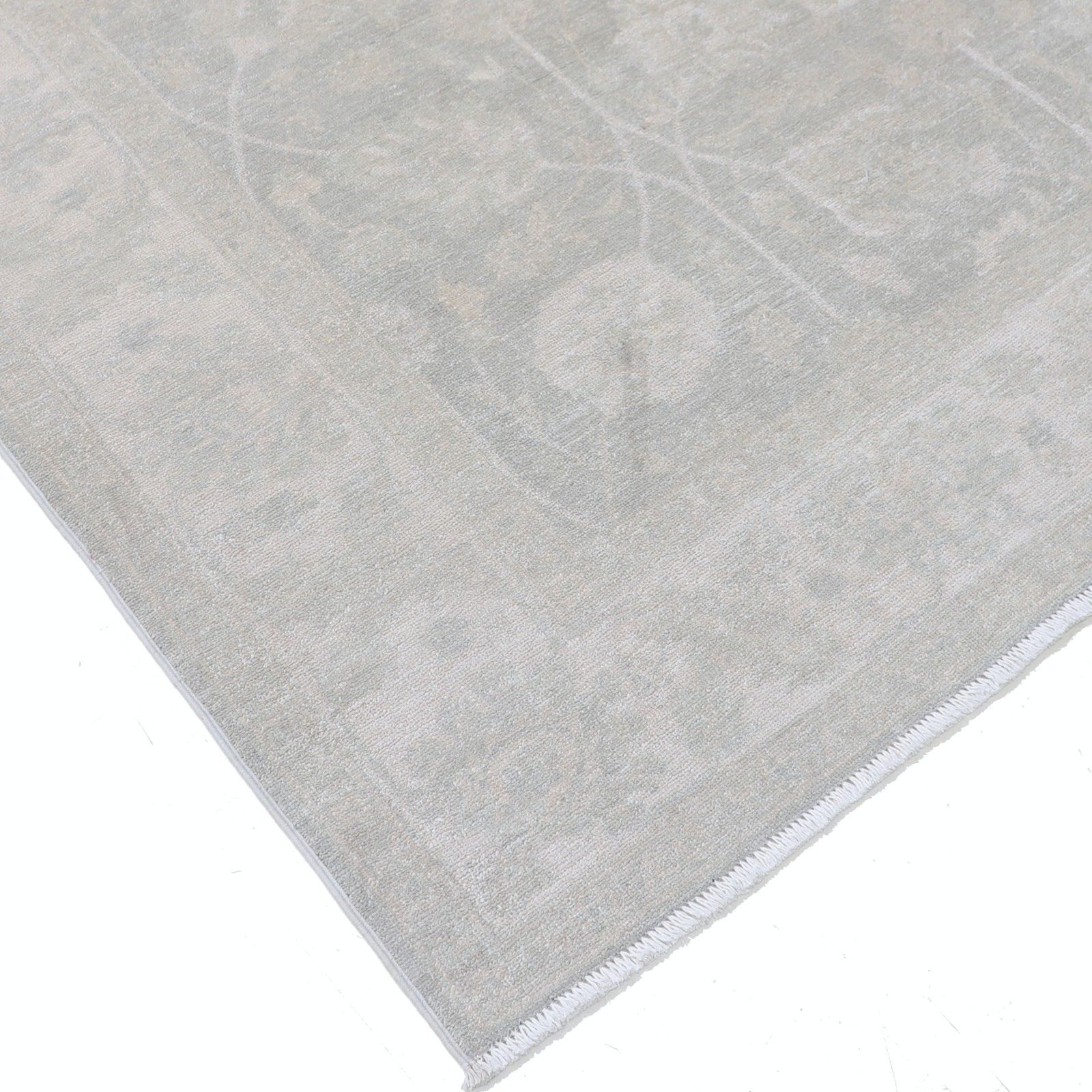 6,2 x 9 ft handgeknoopt beige Turks Oushak vloerkleed met bloemmotief photo buy