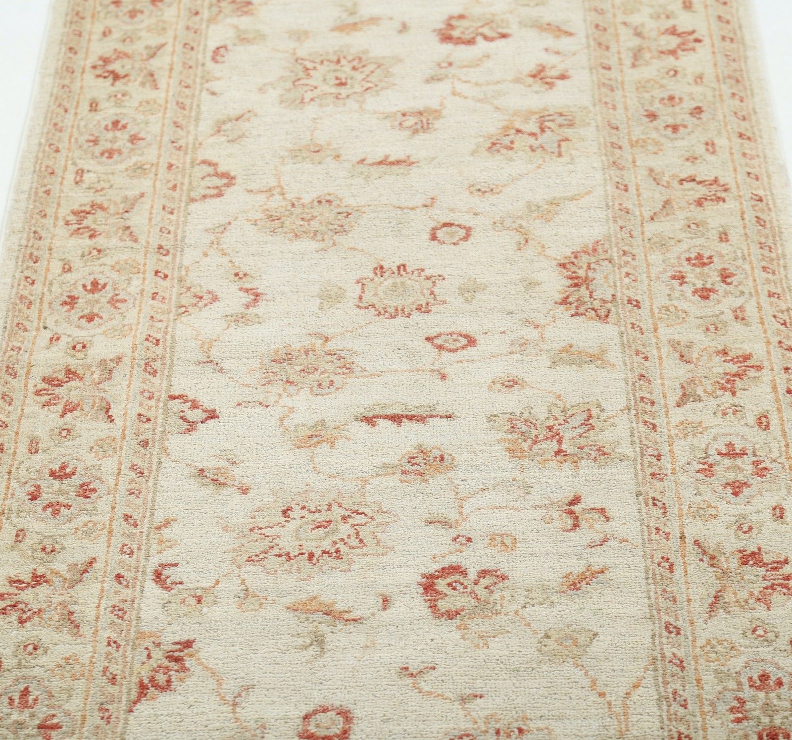 2.6x8 Ft Beige Wool Runner Rug For Kitchen And Corridor. Handknotted Halway Rug photo 986.0