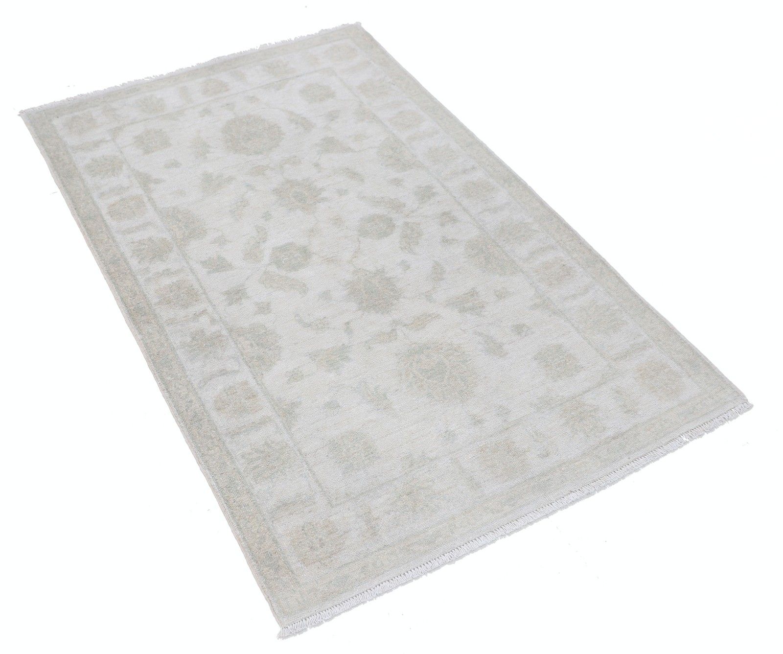 Tapis d'appoint traditionnel noué à la main 3 x 4,7 pi, pour entrée. Tapis de chevet beige photo furniture