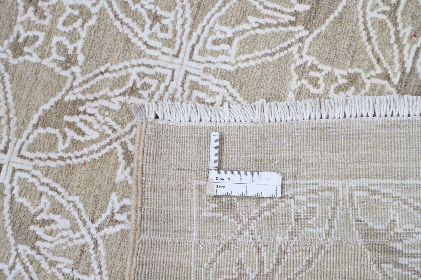 6.2x8.5 Ft Hand Knotted Beige Wool Area Rug. Turkish Leaf Trellis Design Carpet photo buy