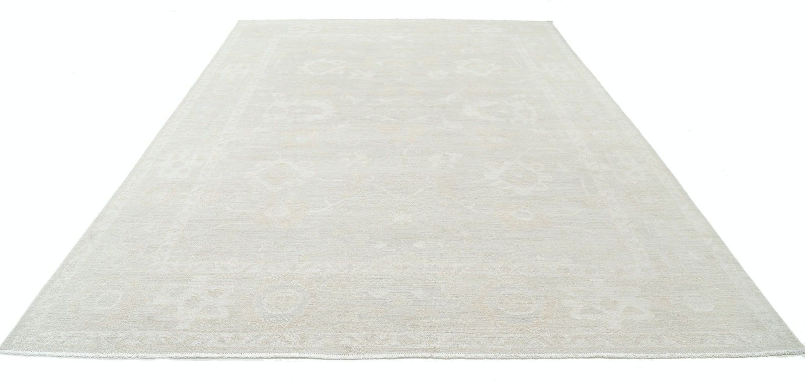 Beige wollen vloerkleed 270 x 366 cm. Handgeknoopt tapijt voor de woonkamer photo 5373.0
