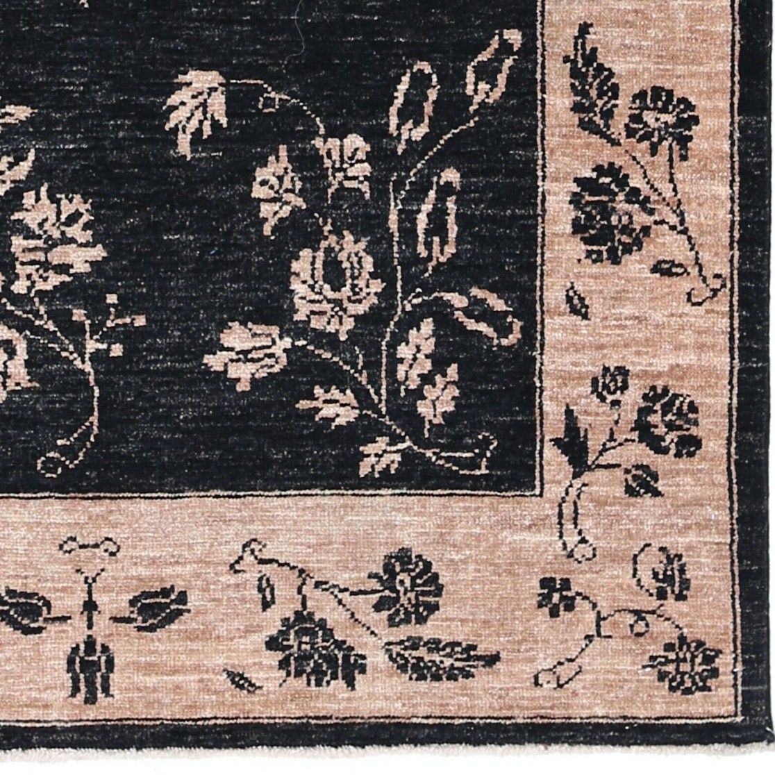 3,4x5 Ft Handgeknoopt Zwart, Blush Wollen Vloerkleed. Turks Floraal Motief Accentkleed photo 830.0