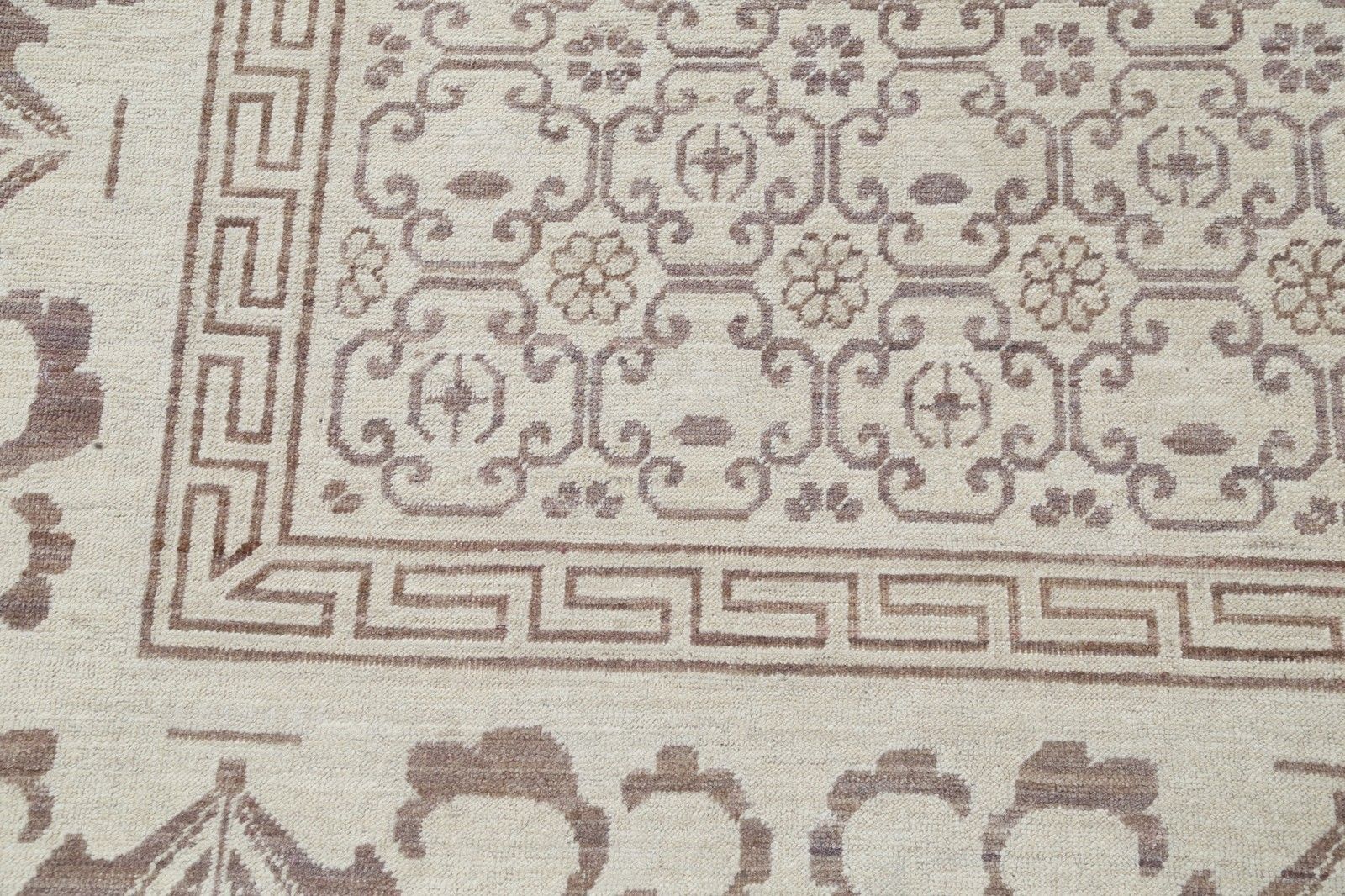 9x11.2 Ft Handknotted Beige Large Area Rug For Living Room. Damask Design Carpet photo vinterior