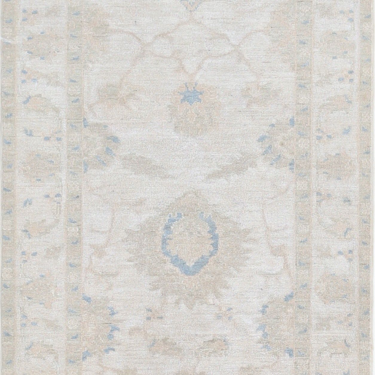 2.5x9.6 Ft Hand Knotted Floral Wool Runner Rug. Muted Tone Hallway, Corridor Rug photo vinterior