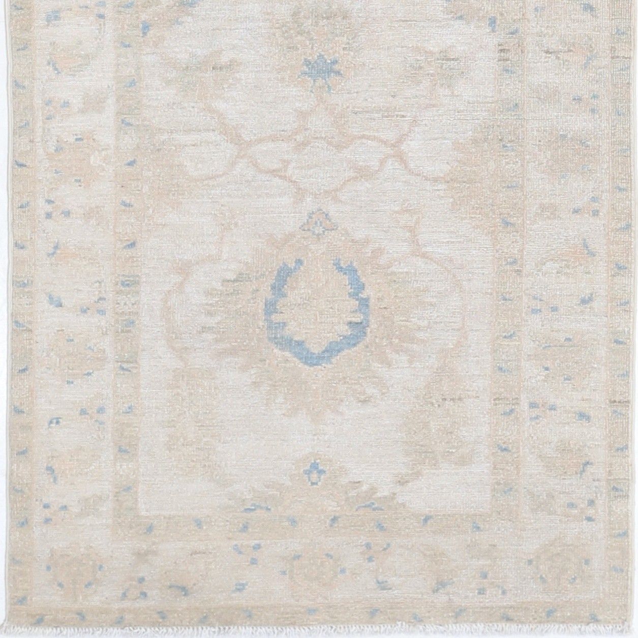 2.5x9.6 Ft Hand Knotted Floral Wool Runner Rug. Muted Tone Hallway, Corridor Rug photo buy