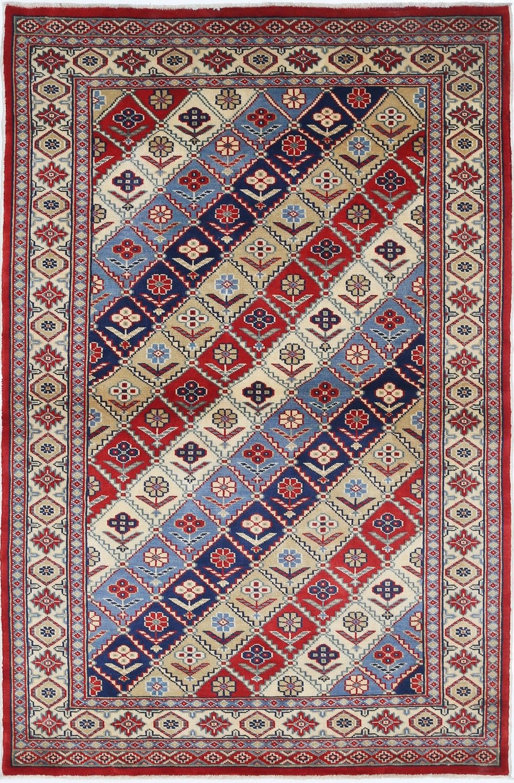 3x5 Ft Colorful Tribal Accent Rug For Bedroom. Hand Knotted Turkish Wool Rug