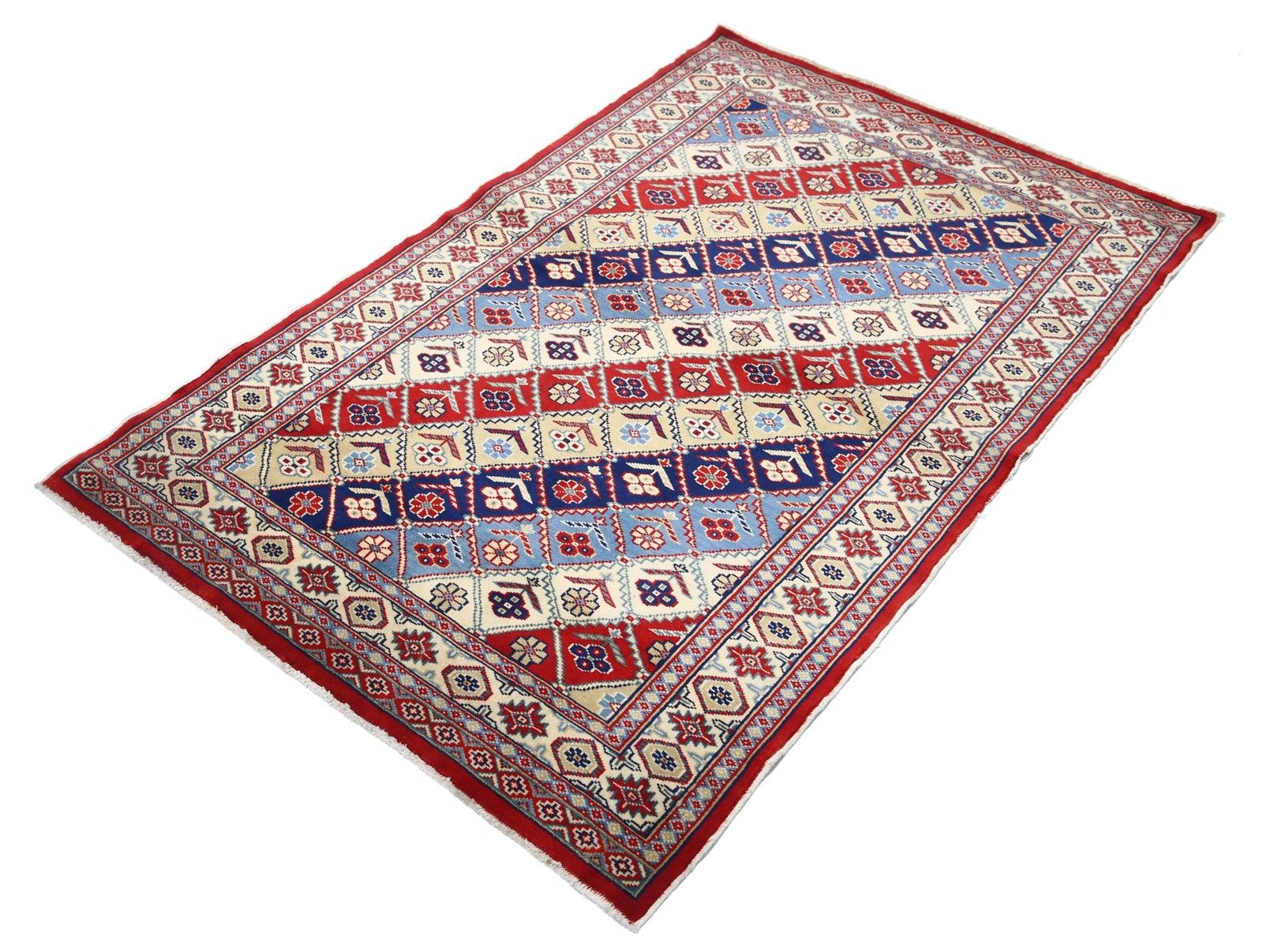 3x5 Ft Colorful Tribal Accent Rug For Bedroom. Hand Knotted Turkish Wool Rug photo for sale