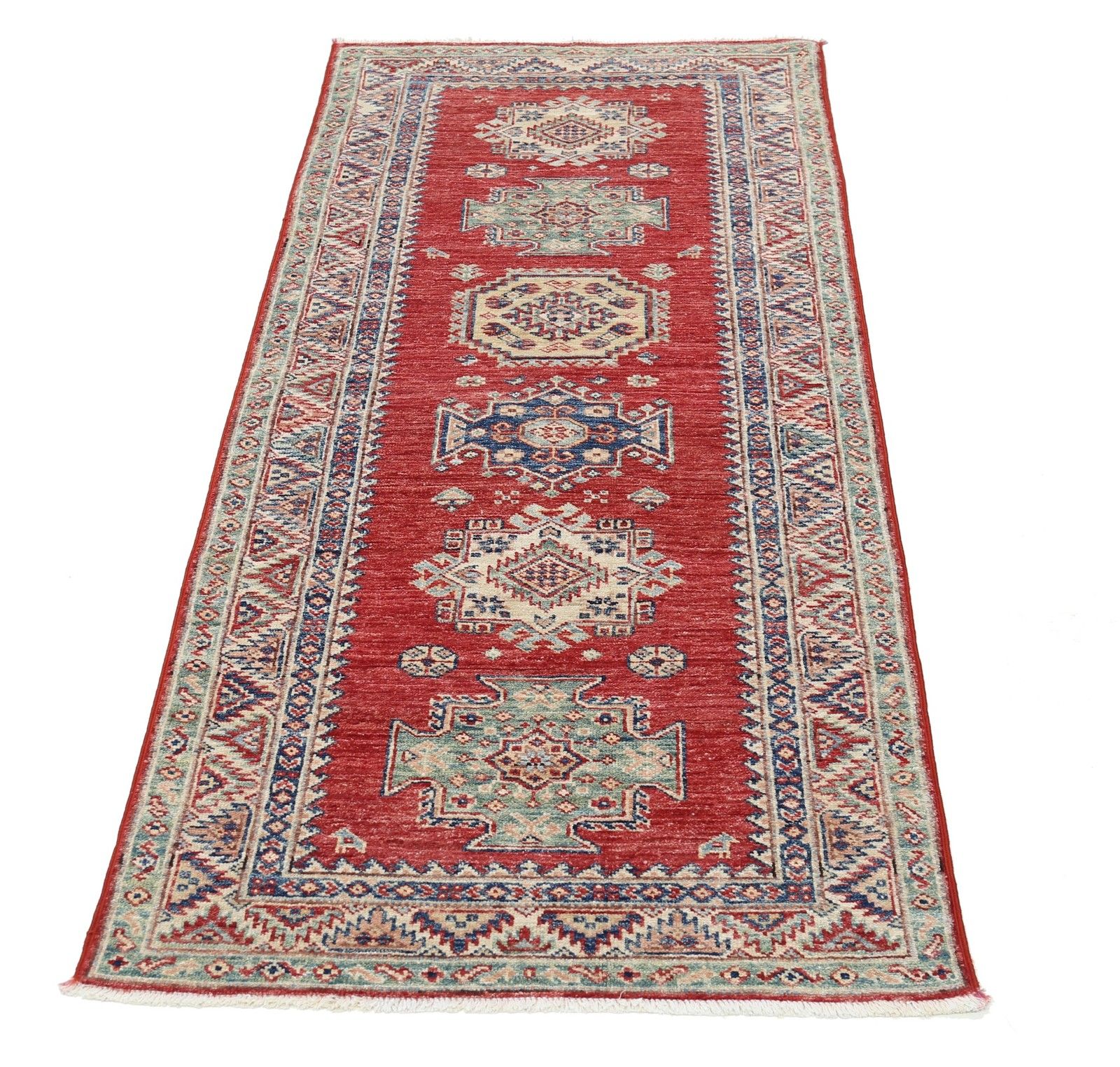 2.7x6 Ft Handknotted Wool Runner Rug. Red Corridor Runner. Kitchen Runner Rug photo Textiles