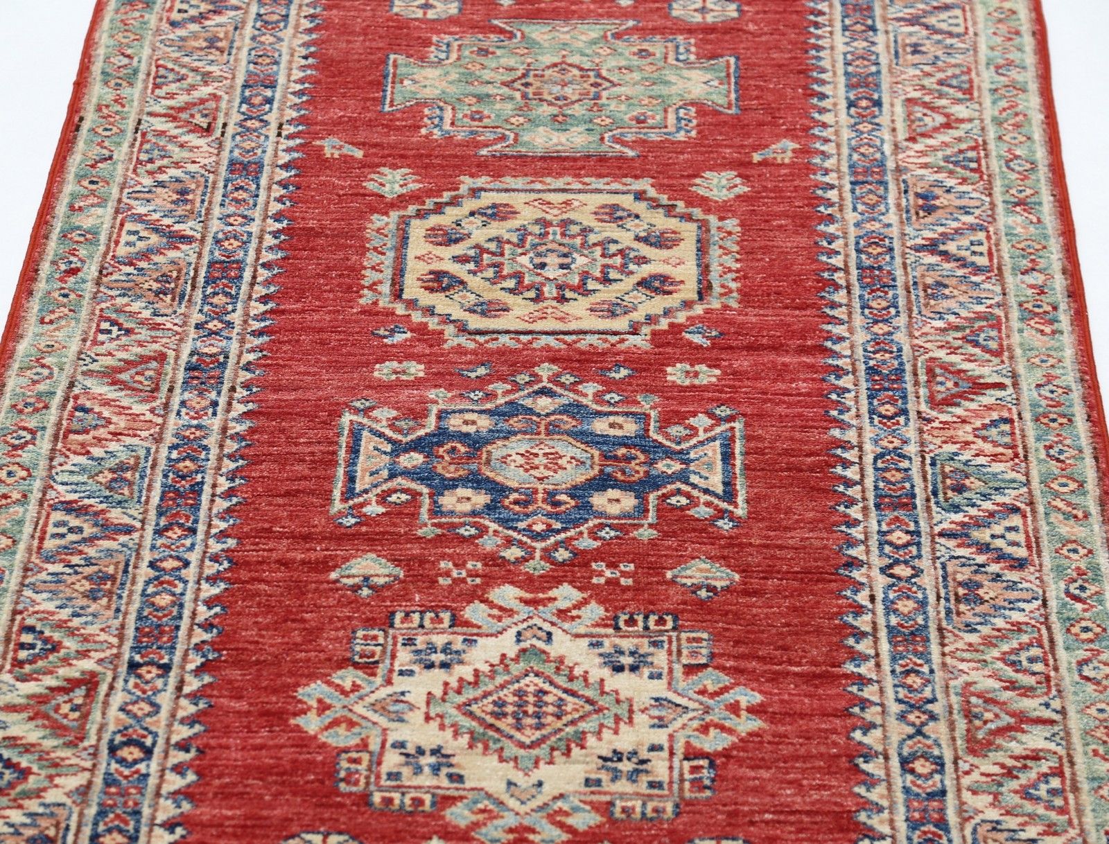 Tapis de couloir noué main en laine, 82 x 178 cm. Tapis de couloir rouge. Tapis de cuisine photo 772.0