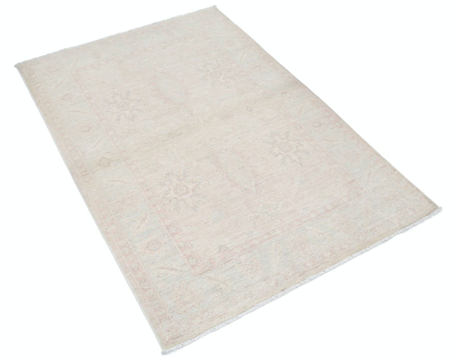 Tapis en laine noué à la main, motif floral traditionnel, beige, 100 % laine, 1 x 1,50 m environ photo furniture