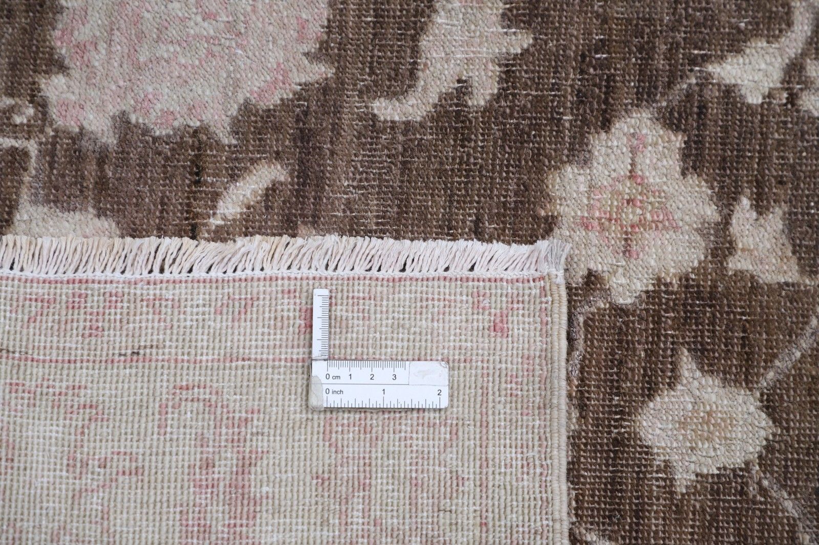 Tapis d'appoint noué à la main, brun, ivoire et rose pâle, motif floral, 0,85 x 1,27 m photo 576.0