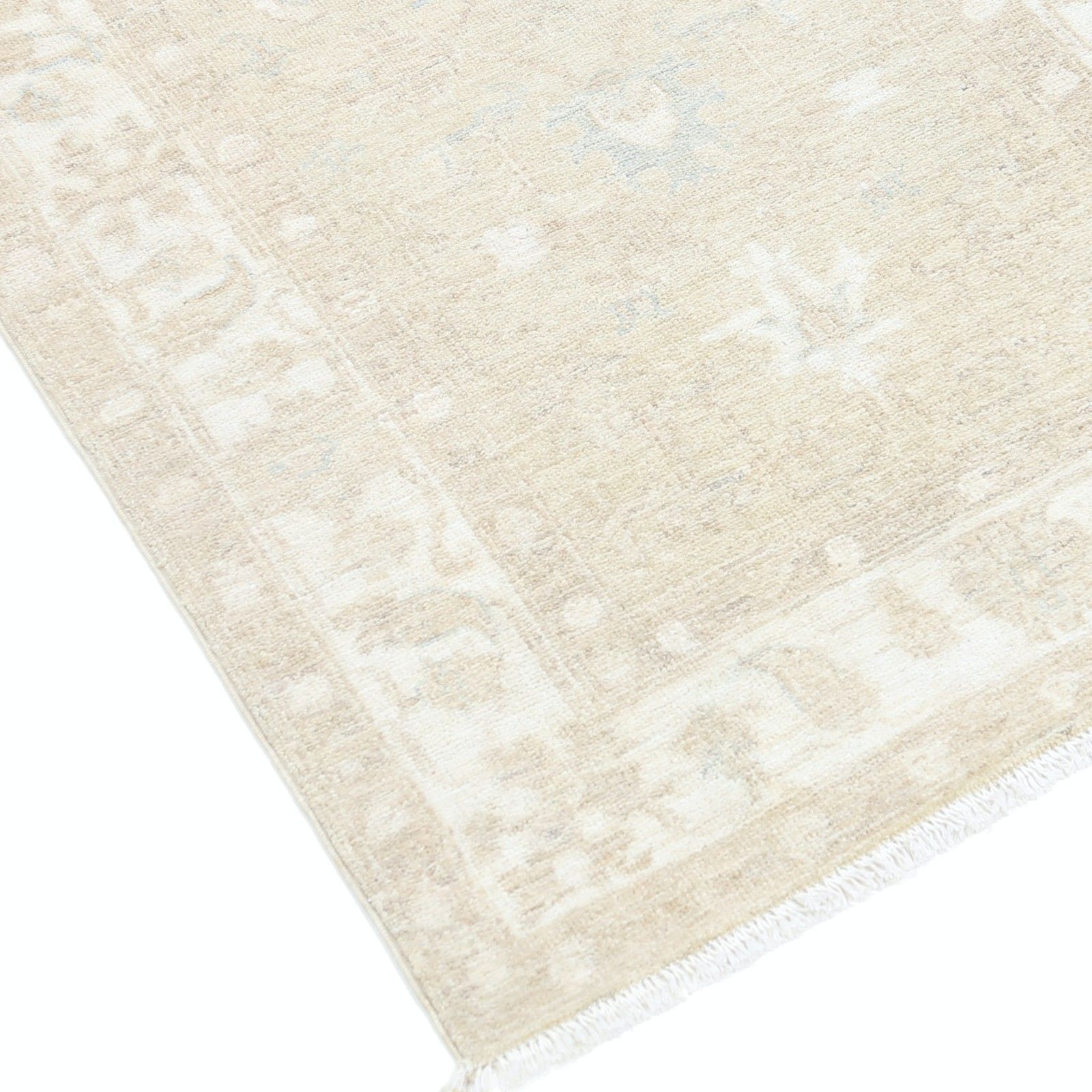 Tapis d'appoint turc noué à la main en laine beige, motif floral, 0,82 x 1,12 m photo vinterior