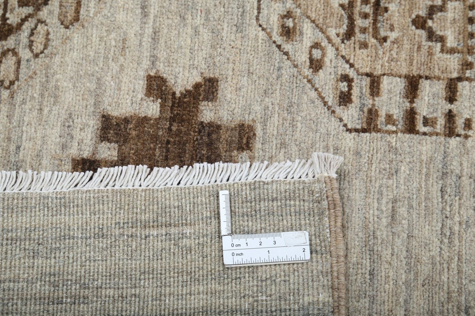 2,80 x 3,56 m Handgeknoopt Beige, Bruin Wollen Vloerkleed. Tribaal Tapijt voor de Woonkamer photo Textiel