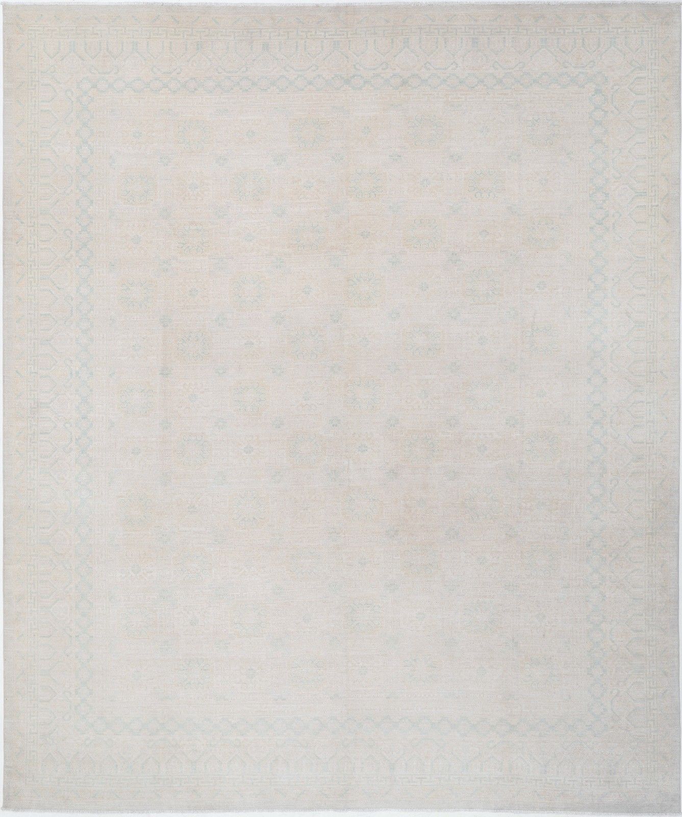 11.6x14 Ft Traditional Handmade Blue & Beige Oversized Rug. Living Room Carpet