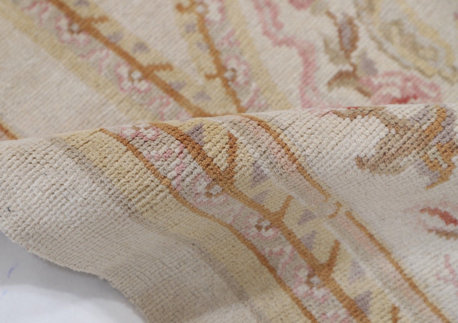 9x12.2 Ft Hand Knotted Ivory, Pale Pink Large Rug. Floral Design Wool Carpet photo Textiles