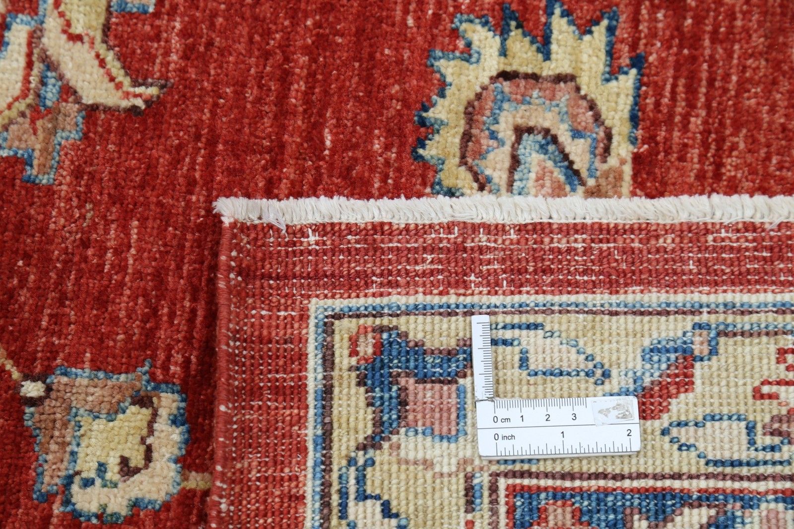 Tapis de sol artisanal 8,4 x 11,5 ft en rouge et beige, à motifs floraux en laine photo buy