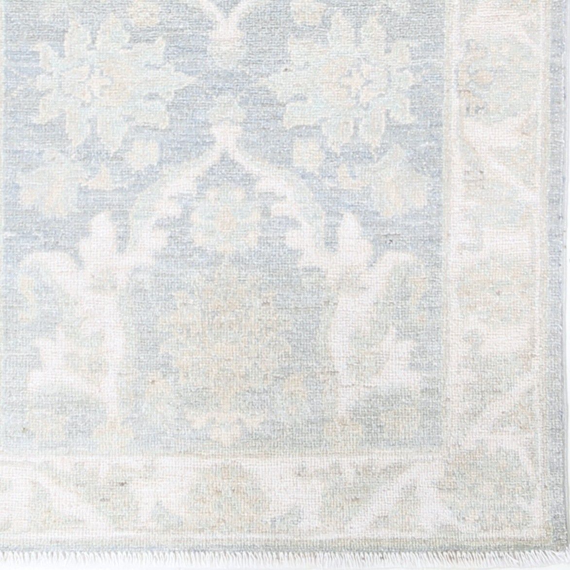 2.3x3 Ft Hand Knotted Ivory, Light Blue Wool Area Rug With Floral Design photo buy