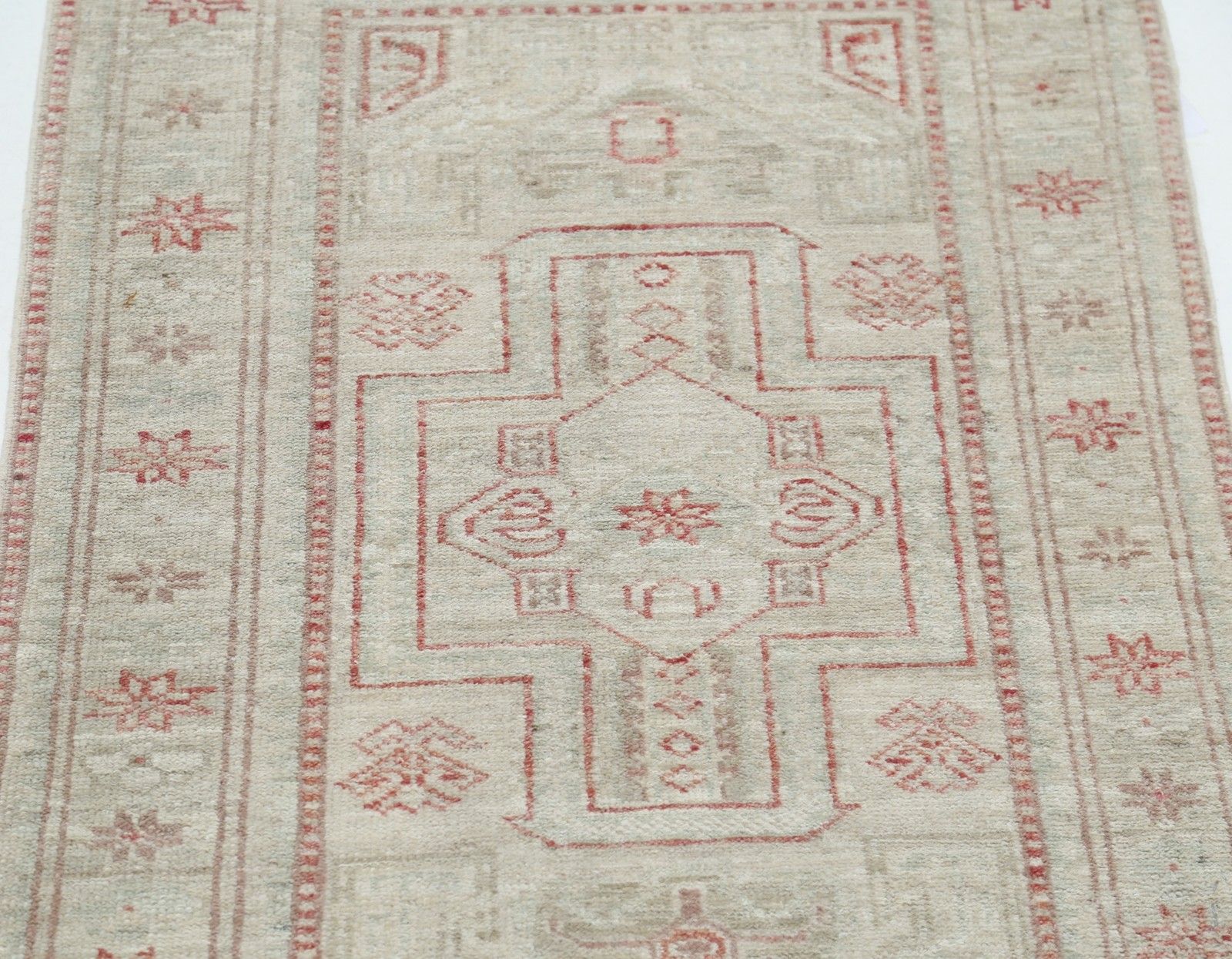 Tapis d'appoint traditionnel noué à la main, 2 x 3,2 pi. Tapis turc beige. Laine pure photo 349.0