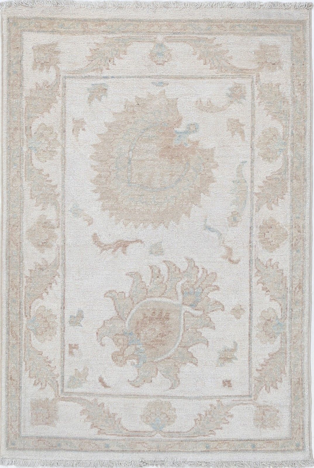 2x3 ft Traditioneel Bloemmotief Vloerkleed. Handgeknoopt Accentkleed. 100% Wol