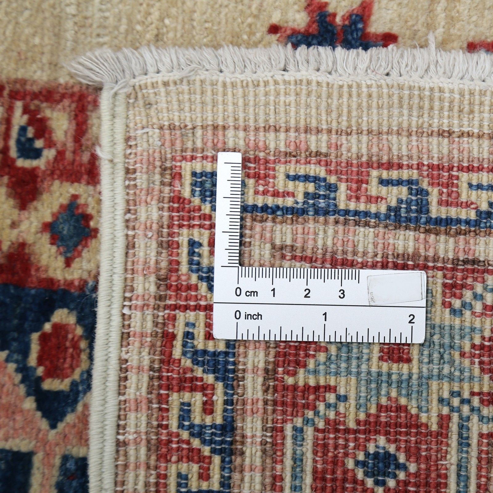2.3x4 Ft Hand Knotted Ivory, Red, Blue Wool Area Rug. Geometric Medallion Design photo buy