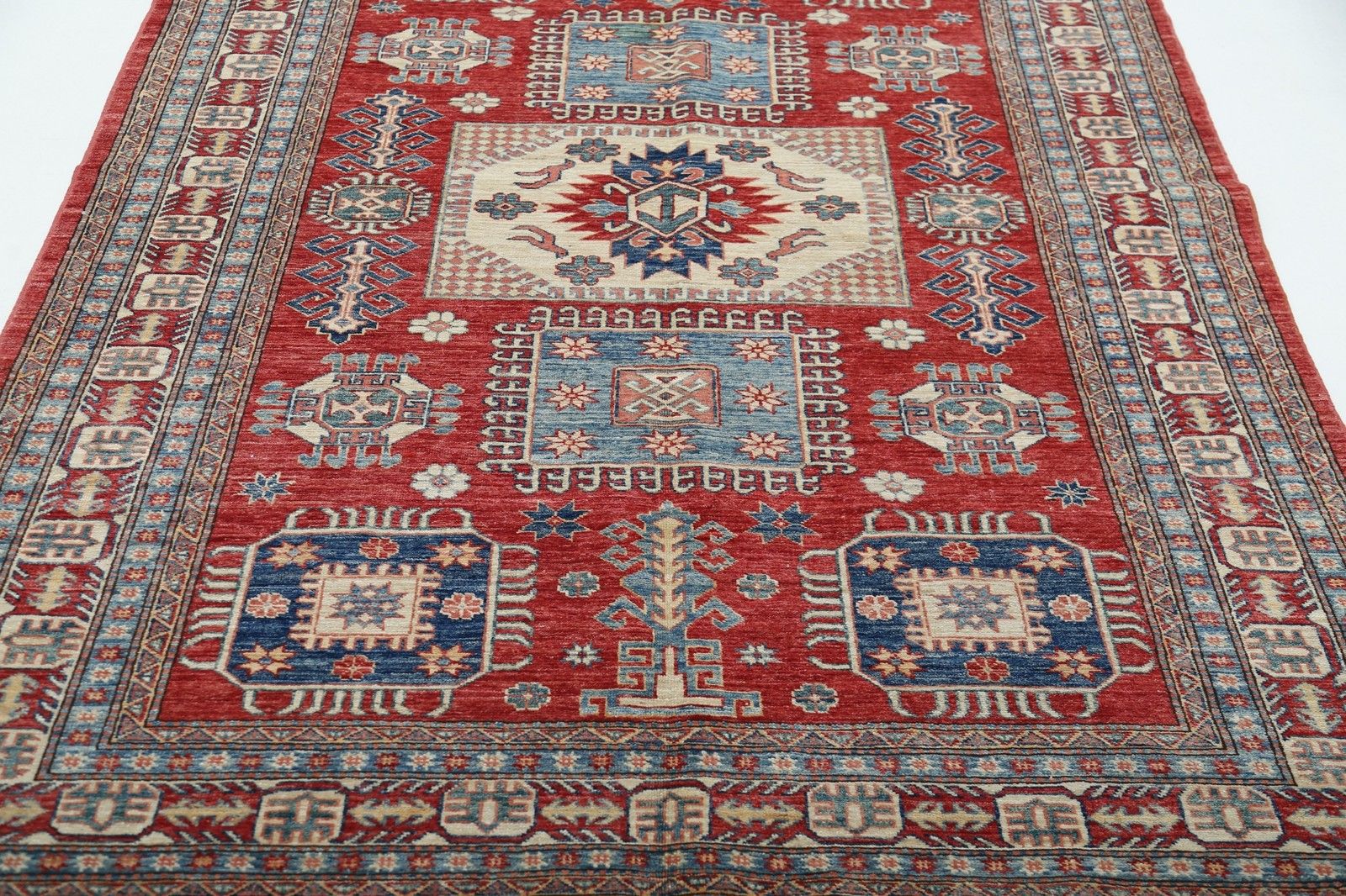 5.7x8 Ft Hand Knotted Tribal Area Rug For Living Room Decor. 100% Wool photo 2178.0