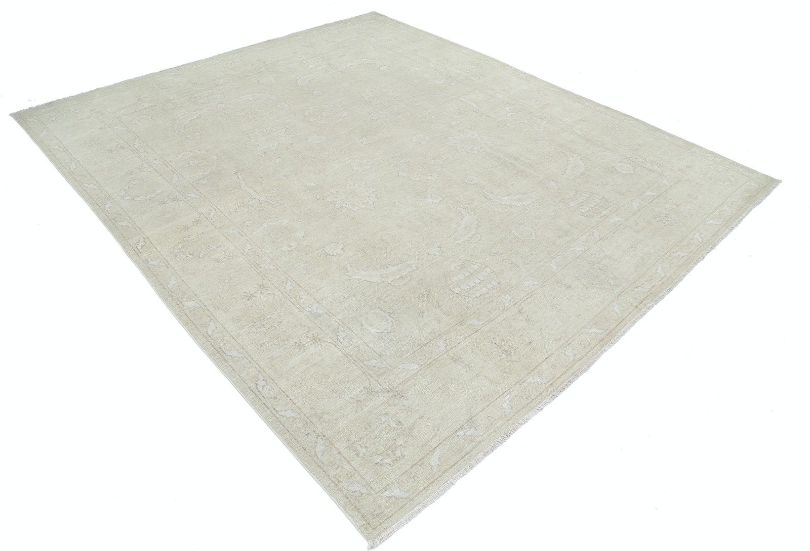 2,47 x 2,85 m Handgeknoopt Beige Wollen Vloerkleed. Traditioneel Bloemmotief Tapijt photo furniture