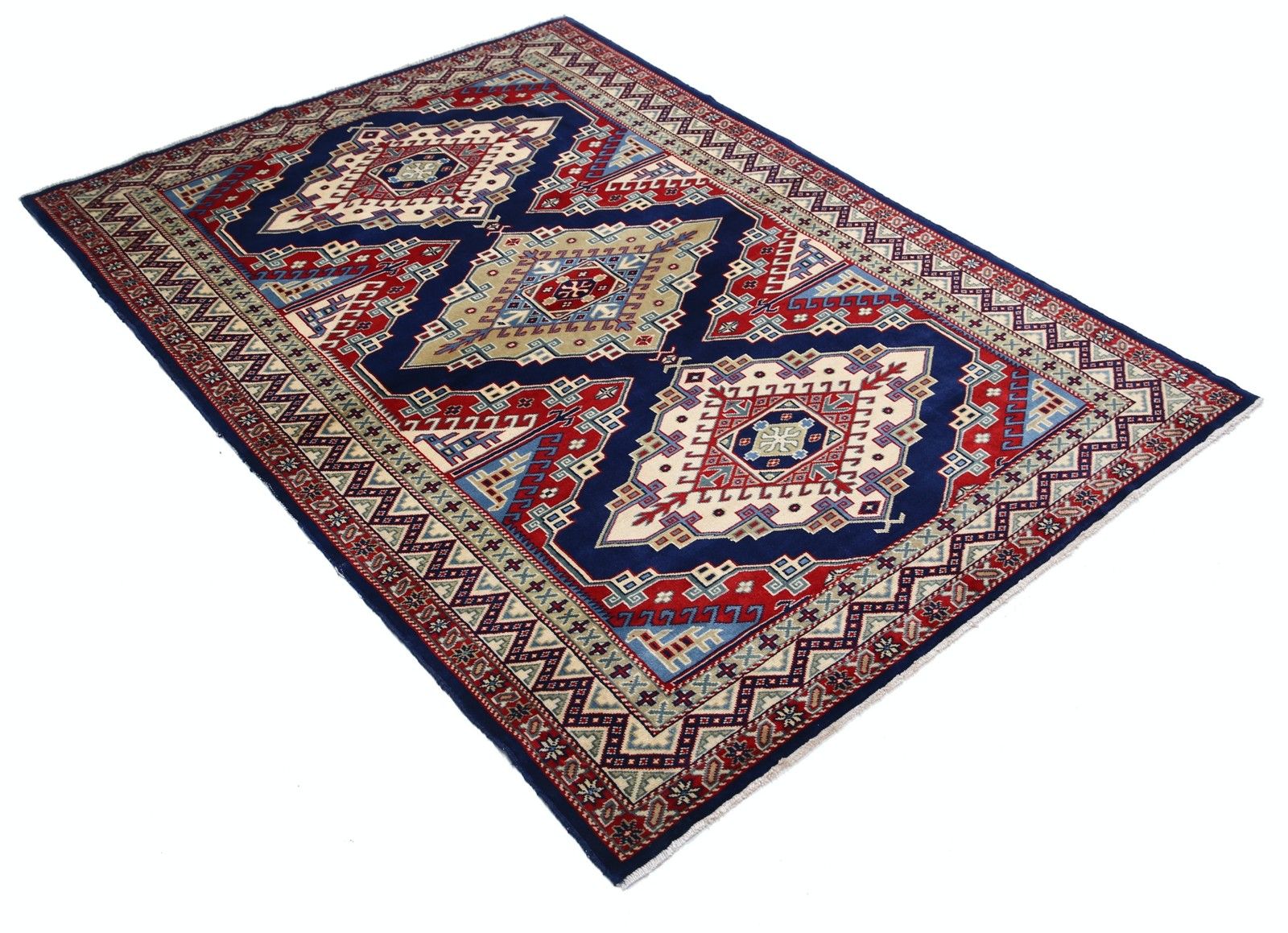 4,3x6 Ft Handgeknoopt Geometrisch Vloerkleed Voor Slaapkamer En Entree. 100% Wol photo furniture