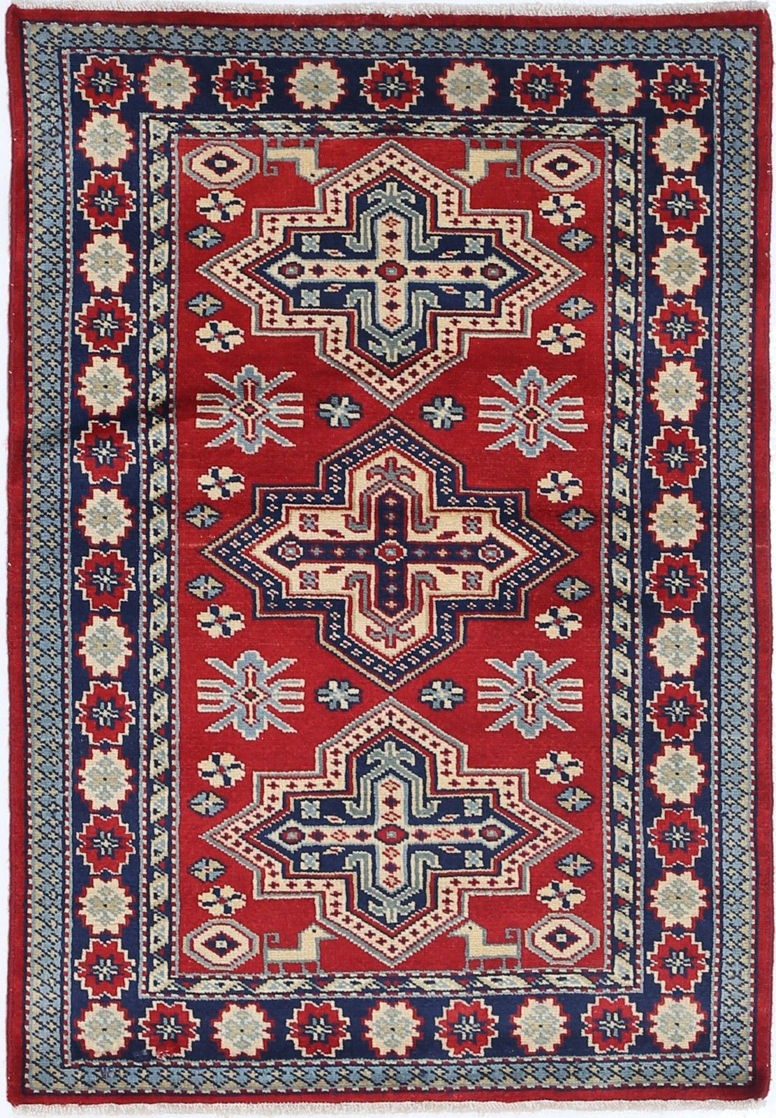 Tapis d'accent géométrique rouge noué à la main, 2 x 3 pi, pour chambre, cuisine et entrée