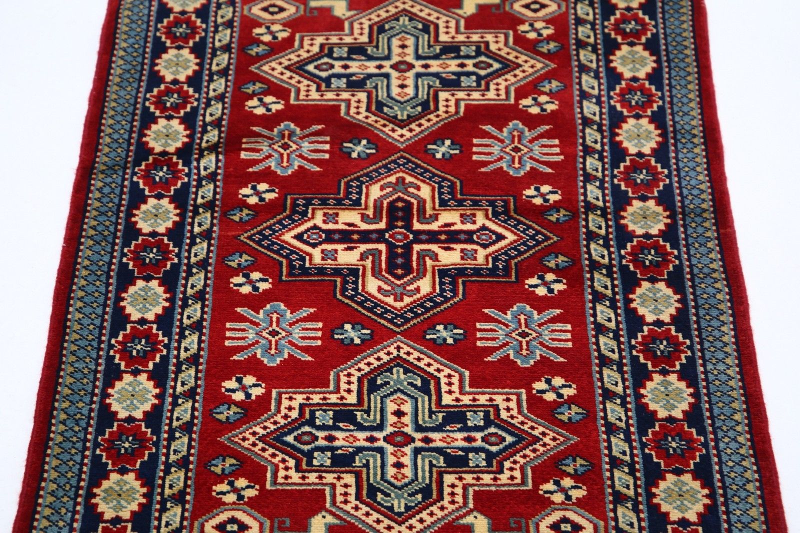 Tapis d'accent géométrique rouge noué à la main, 2 x 3 pi, pour chambre, cuisine et entrée photo 370.0