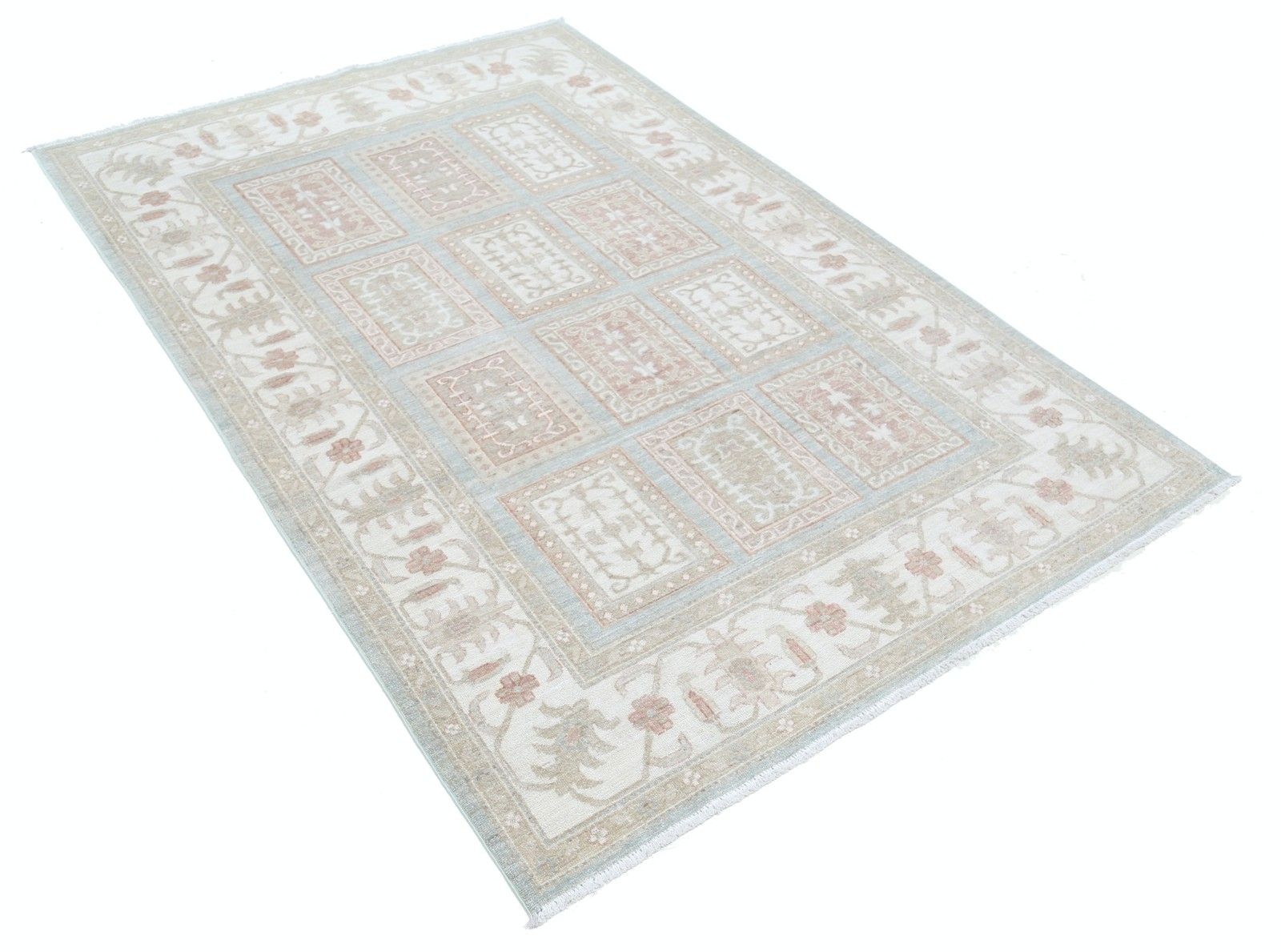 Tapis en laine turc noué à la main, tons doux, 135 x 206 cm, pour salon photo furniture
