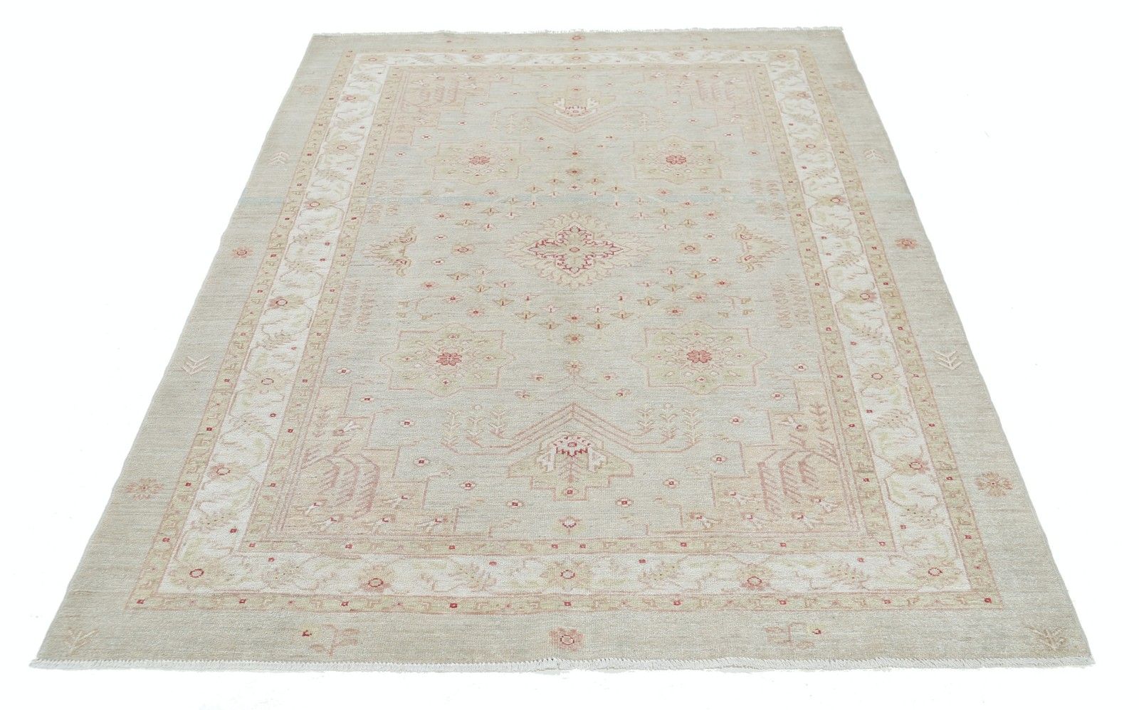 5x6.6 Ft Hand Knotted Turkish Wool Area Rug For Living Room In Soft Tones photo Textiles
