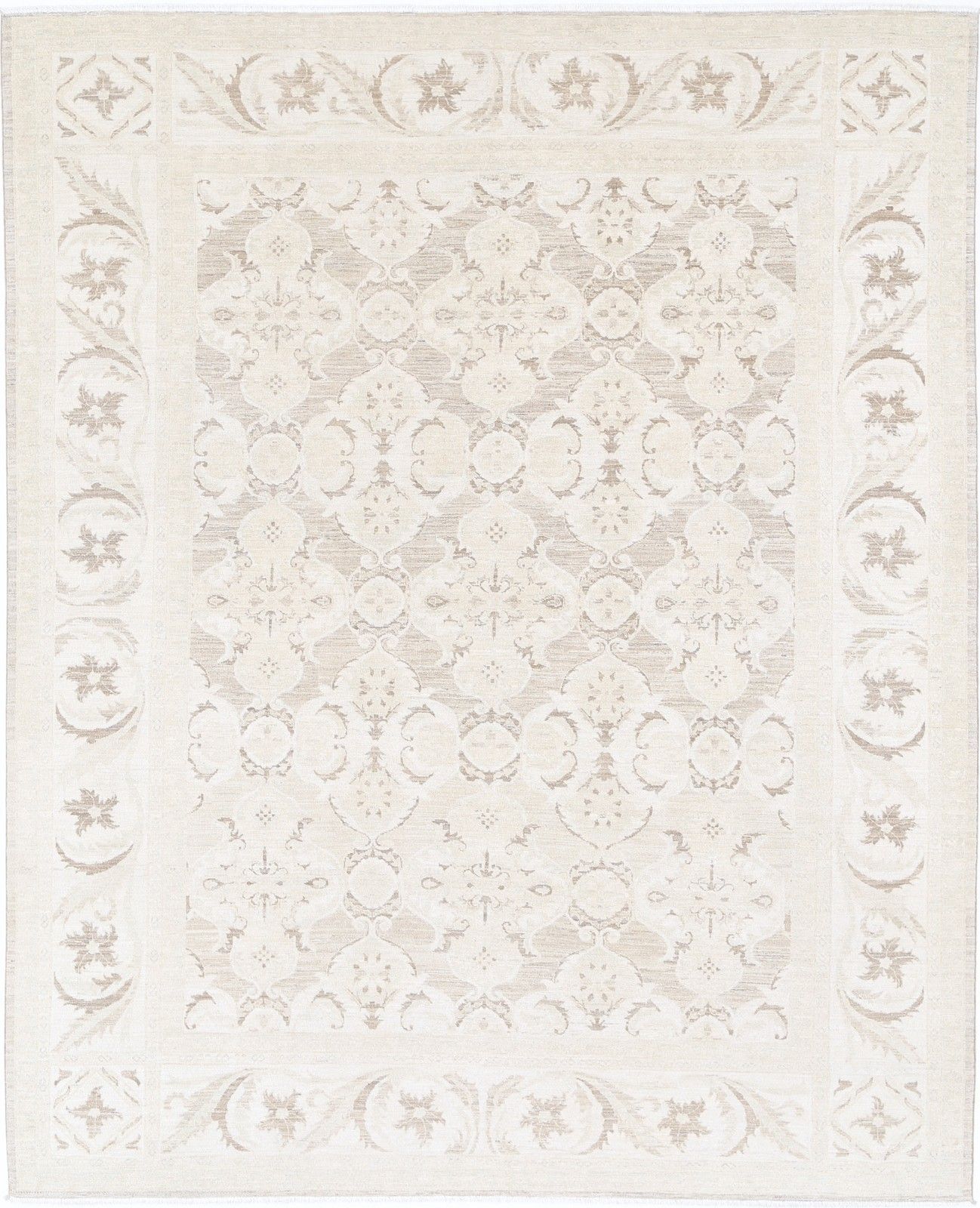 3x4 Ft Hand Knotted Beige, Wool Area Rug. Turkish Floral Motif Accent Rug