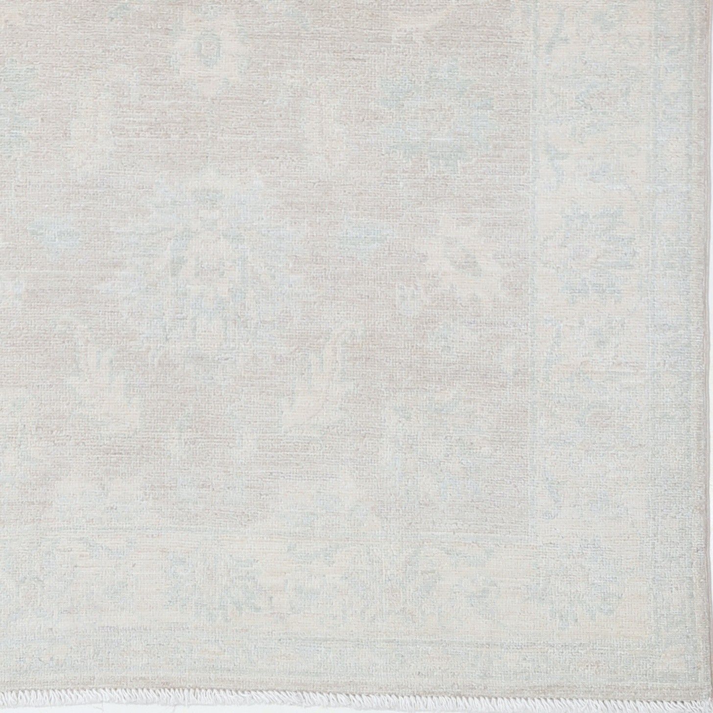 Tapis en laine noué à la main, beige et bleu clair, motif floral, 0,9 x 1,5 m photo buy